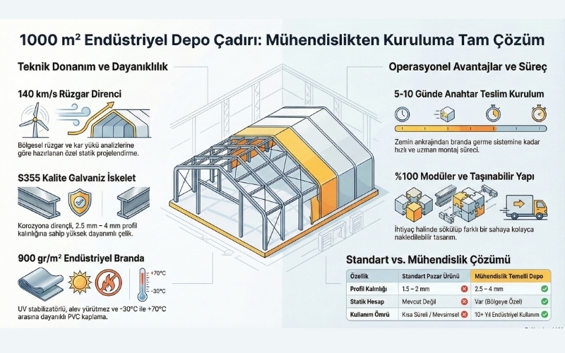 1000 m2 büyük çadır Üretimi
