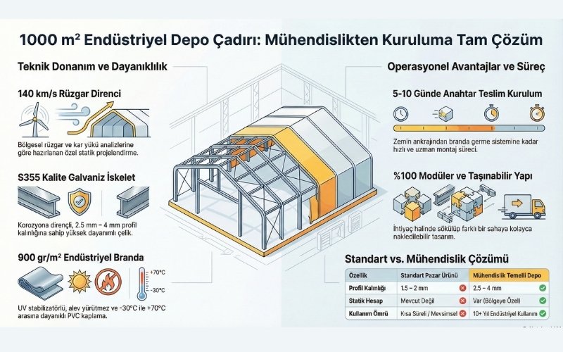 1000 m² Depo Çadırı Üretimi