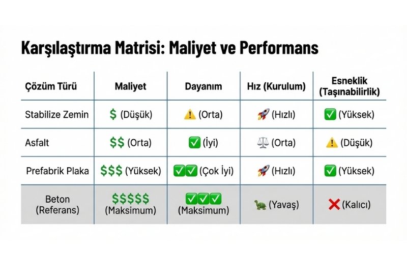 Depo Çadırı Zemin Maliyet Karşılaştırması (Ortalama)
