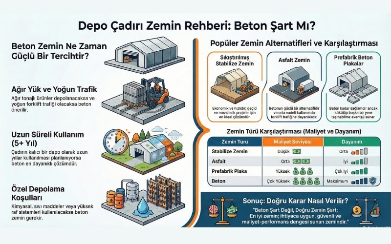 depo çadırı zemin seçim rehberi