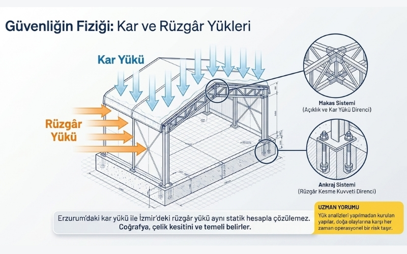 Hafif Konstrüksiyon Nedir? 23 Kar ve Rüzgâr Yükleri Hafif Konstrüksiyon Seçimini Nasıl Etkiler