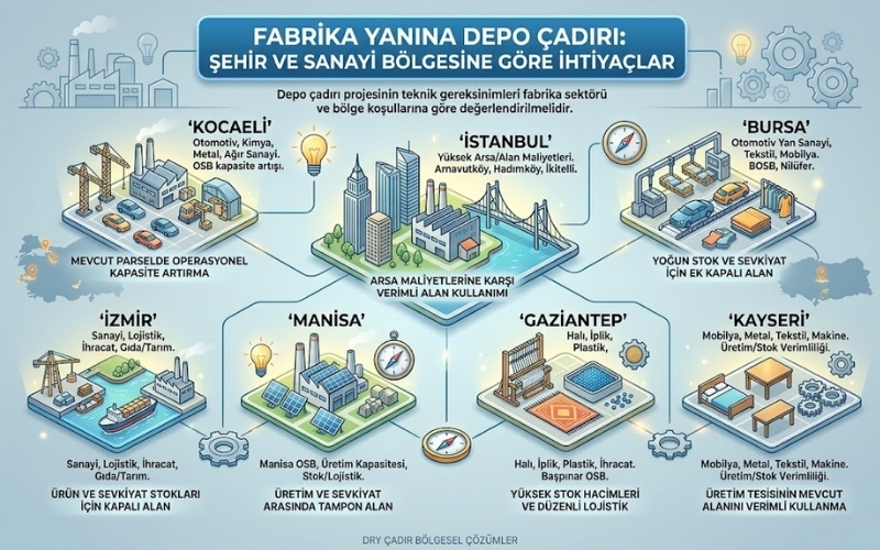 Fabrika Yanına Depo Çadırı Kurulur mu? 28 Fabrika yanı depo çadırı kurulumu